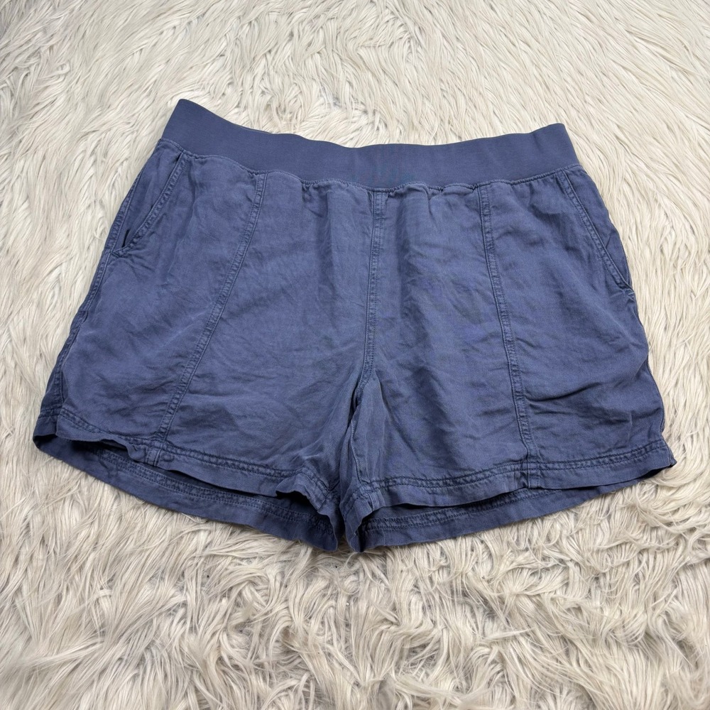 Faherty Women's M Blue Pull On Arlie Short Linen Tencel Casual Preppy Comfort